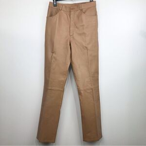 Rem Garson 100% Leather Retro Camel Brown Pants